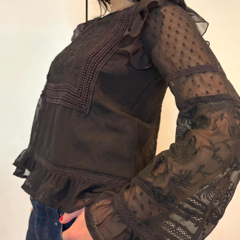 Black Ruffled Blouse - Picture 3 of 3